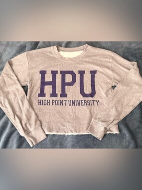 HIGH POINT UNIVERSITY S Cropped Crewneck Sweatshirt - U-TRAU brand HPU Logo NWOT